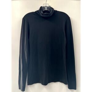 Peruvian Connection Women's Black Cotton Stretch Long Sleeve Turtleneck Tee S